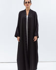 Loose cut Abaya in Black with Black Satin Detailing
