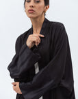 Loose cut Abaya in Black with Black Satin Detailing