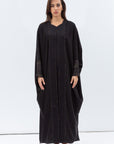 Butterfly Abaya in Black with Black & Gold Pattern