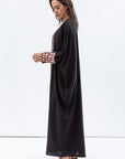 Butterfly Abaya in Black with Geometric Print