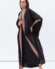 Butterfly Abaya in Black with Geometric Print