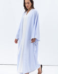 Flow Abaya in Light Blue with White Piping