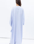 Flow Abaya in Light Blue with White Piping Round Neck