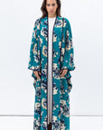 Flow Abaya in Teal with Abstract Floral Print RTW
