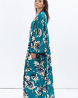Flow Abaya in Teal with Abstract Floral Print RTW