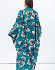 Flow Abaya in Teal with Abstract Floral Print RTW