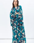 Flow Abaya in Teal with Abstract Floral Print RTW