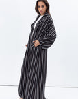 Trench Coat Abaya in Stripy Black