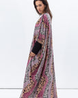 Butterfly Abaya in Mixed Print with Black Detailing