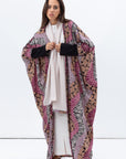 Butterfly Abaya in Mixed Print with Black Detailing