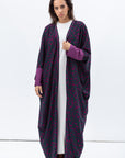 Butterfly Abaya in Forest Green with Vibrant Fuchsia Pebble Print