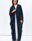 Butterfly Abaya in Blue and Brown Pattern