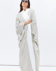 Flow Abaya in Taupe Linen with White Satin Detailing