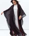 Two Layer Flow Abaya in Black Dotted Chocolate Brown