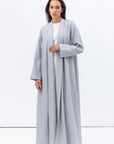 Shawl Lapel Abaya in Grey Blue