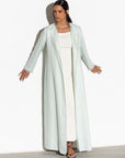 Linen Abaya in Mint Green with White Organza RTW