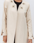 Embellished Front Abaya in Beige