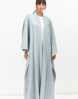 Flow Abaya in Tencel Twill with Piping Detailing in Blue