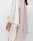 Flow Abaya in Tencel Twill with Piping Detailing in Ivory