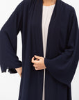 Fluid Shawl Lapel Abaya in Navy Blue