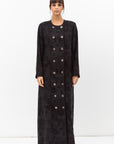 Front Closing Jacquard Abaya in Black