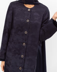 Front Closing Jacquard Abaya in Navy Blue