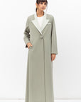 Tuxedo Abaya with Flower Button in Pastel Green RTW