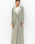 Tuxedo Abaya with Flower Button in Pastel Green RTW