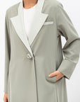 Tuxedo Abaya with Flower Button in Pastel Green