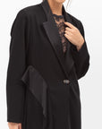 Tuxedo Abaya with Sash in Black
