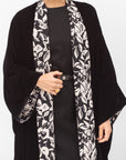 Velvet Abaya with Printed Black