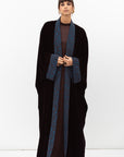 Velvet Abaya with Printed Brown and Blue