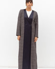 Winter Coat Abaya in Blue Pattern