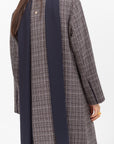 Winter Coat Abaya in Blue Pattern