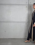 Set: Sand Loose Cut Abaya with Black Cardigan RTW