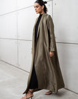 Metallic Collar Abaya in Olive Green