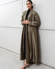 Metallic Collar Abaya in Olive Green