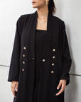 Sleek Jacket Open Abaya in Black Pinstripe