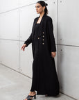 Sleek Jacket Open Abaya in Black Pinstripe