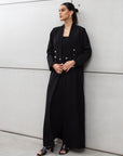 Sleek Jacket Open Abaya in Black Pinstripe