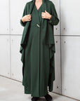 Winter Double Layered Abaya in Green