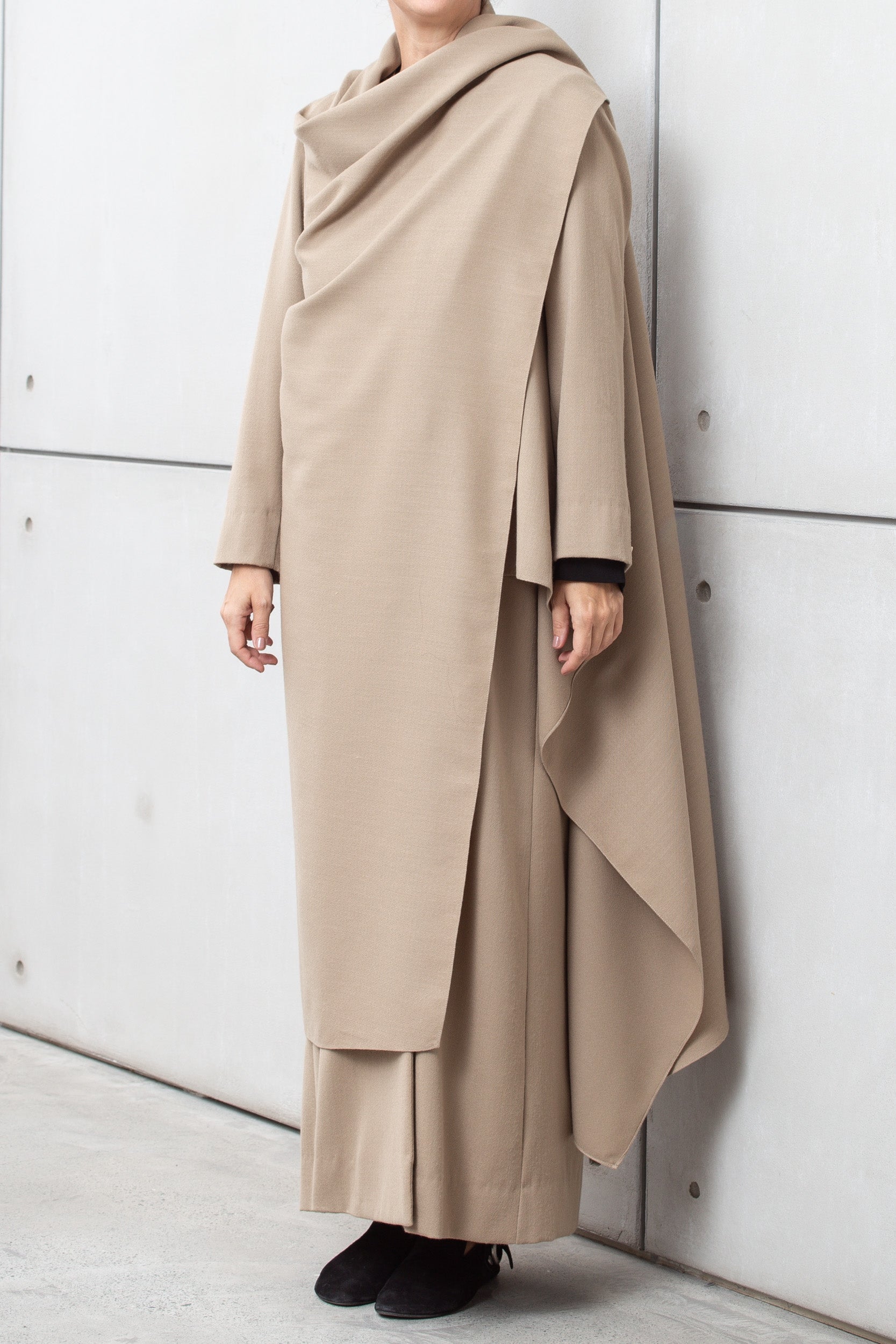 Winter Double Layered Abaya in Beige