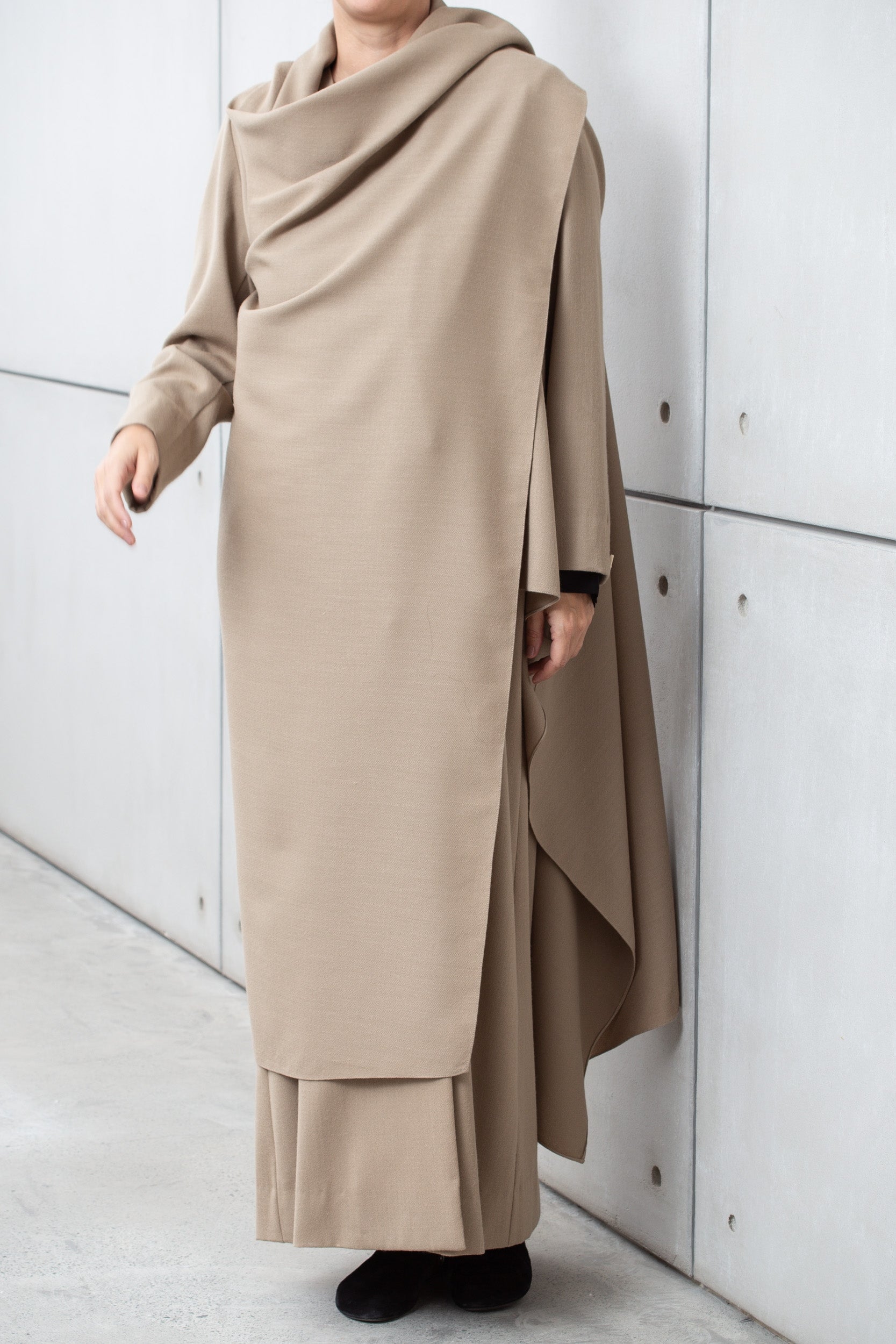 Winter Double Layered Abaya in Beige