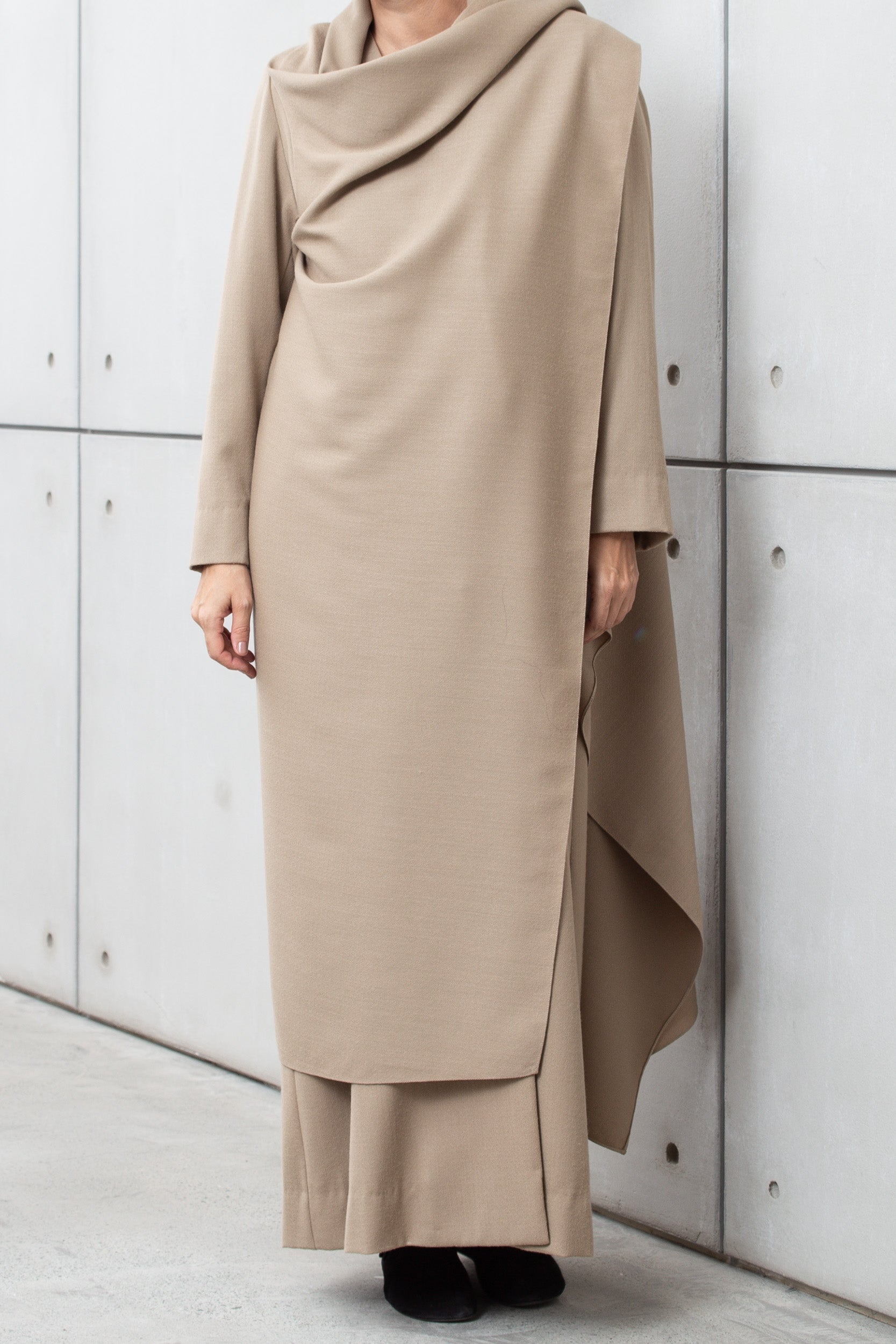 Winter Double Layered Abaya in Beige