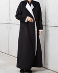 Winter Coat Abaya in wool with white organza