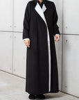 Winter Coat Abaya in wool with white organza