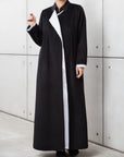 Winter Coat Abaya in wool with white organza