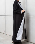 Winter Coat Abaya in wool with white organza