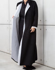 Winter Coat Abaya in wool with white organza