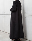 Winter Coat Abaya in wool with white organza